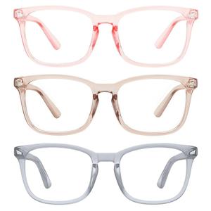 MEETSUN 3-Pack Blue Light Blocking Glasses, Anti Eye Strain Headache (Sleep Better), Computer Glasses UV400 Lens (Coffee + Pink + Grey)