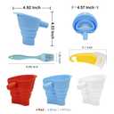 2 x Flour Funnel for Kitchen Aid Mixer with Spatula & Brush Set - Silicone Collapsible Stand Mixer Attachment Compatible with KitchenAid 4.5-5 QT Tilt-Head (KSM150), Mess Free Dishwasher Safe (Blue)