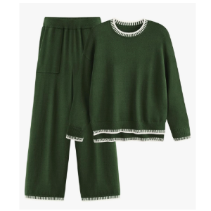 PRETTYGARDEN Women's 2 Piece Knit Sweater Outfit Casual Long Sleeve Pullover Wide Leg Pants Tracksuit Loungewear Set, Size XL