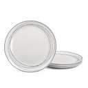 LaGlint 10.5 inch Dinner Plate Set of 6, Lightweight Round Opal Glass Dinnerware Plates, Dishwasher and Microwave Safe, Blue Modern Geometric Design