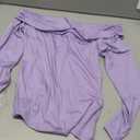 Imily Bela Women's Off The Shoulder Long Sleeve Blouse Shirts Tops Slim Fitted Sexy Going Out Nightout Club Party Y2K (Large, Lavender)