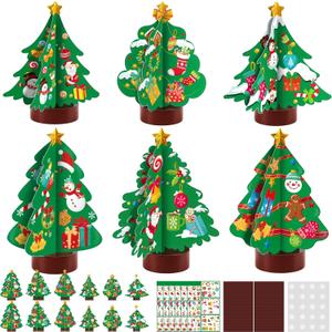 80UncleKimby 36Sets Christmas Crafts 3D Tree Kit DIY Arts and Craft Ornaments Make Your Own Xmas Trees Holiday Party Favors Classroom Activities Bulk Supplies