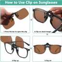 IOHLNG Polarized Clip On Flip Up Sunglasses Over Prescription Glasses for Women and Men (Brown)