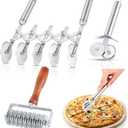 Gisafai 3 Pcs Pastry Cutter Set 5 Wheel Adjustable Pizza Slicer Stainless Lattice Roller Slicer Dual Ravioli Dough Cutter for Christmas Kitchen Pizza Noodle Pasta Maker