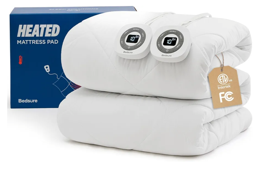 Bedsure Heated Mattress Pad King - Bed Warmer with Memory & Preheat Functions, 12-Hour Auto Off & 10 Heat Settings, Dual Controllers, Fast Heating, Brushed Electric Mattress Pad King, 78"x80"