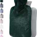 Qomfor Hot Water Bottle with Soft Cover - 1.8L Large - Classic Hot Water Bag for Pain Relief, Neck and Shoulders, Feet Warmer, Menstrual Cramps, Hot and Cold Therapy - Great Gift for Women - Green