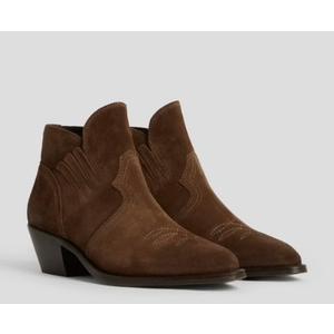 XR ALLSAINTS ALL SAINTS WEIZ HEELED ANKLE BOOTS COWBOY SUEDE TAN BROWN 9 XR ALLSAINTS ALL SAINTS WEIZ HEELED ANKLE BOOTS COWBOY SUEDE TAN BROWN 9