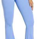 Sunzel Flare Leggings, Crossover Yoga Pants with Tummy Control, High-Waisted and Wide Leg (Medium, Light Blue)