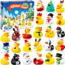 2025 Advent Calendar Christmas Ducks - 24pcs Rubber Duck Advent Calendar 24 Days of Christmas Countdown Toys for Xmas Party Favors Kids Toddlers