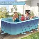 Jessie Foldable Pool for Kids and Adults Non InflatableFrame Outdoor Swimming Pool Blue Kiddie Pools Thickened Support Dog Above Ground Garden Backyard (102.36 in)