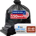 Reli. 55-60 Gallon Trash Bags Heavy Duty | 150 Count | 50-60 Gallon | Large Black Garbage Bags | Made in USA