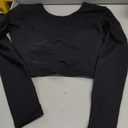 Aoxjox Long Sleeve Crop Tops for Women Emma Twist Back Workout Cropped T Shirt Top (Small, Black)
