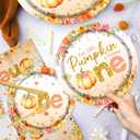 142pcs Little Pumpkin First Birthday Decorations for Girl, Our Little Pumpkin is Turning One Tableware, Floral Pumpkin First Birthday Plates Napkins Cups for Fall Autumn Thanksgiving Party Supplies