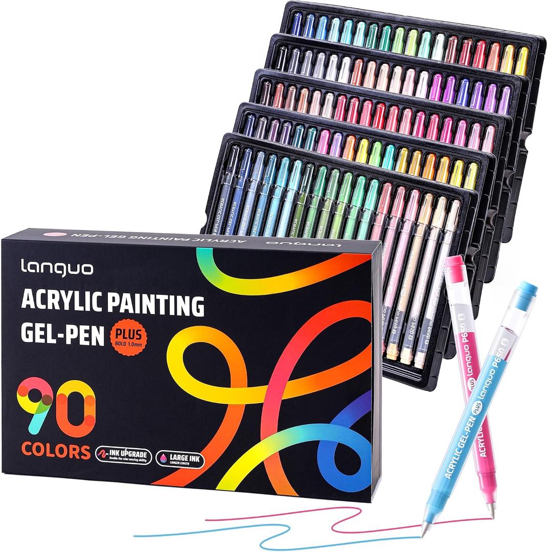 90 Colors Gel Pens for Coloring and Note Taking, Super Smooth Fine Point Gel Ink, Vibrant Assorted Colors, Quick Dry, No Smear