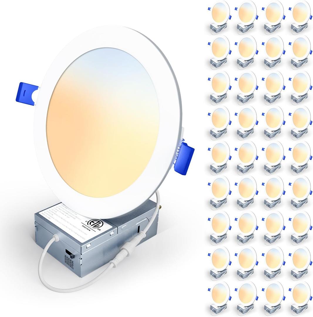 LED Recessed Light, 5CCT, White, 6 Inch, 36 Pack
