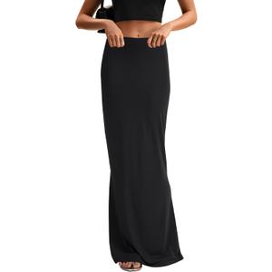 KIFOVEN Women's High Waist Elastic Flare Sexy Bodycon Basic Slim Maxi Skirt, XS
