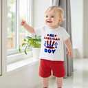 Toddler Baby Boy 4th of July Outfit American Flag Embroidery Waffle Knit T Shirt Shorts Set Patriotic Clothes (6-12 Months, Colorful)
