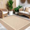 ILANGO Jute Area Rugs for Outdoor, Patio Woven Washable Rugs 5'x7', Natural Farmhouse Rugs for High Traffice Areas, Non Slip Carpet with Rubber Backing for Patio Backyard Balcony Porch