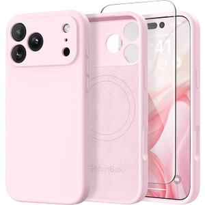 Shockproof Case for iPhone 17 Pro Liquid Silicone Phone Case, Full Body Camera Lens Protective Phone Cover, Anti-Scratch Soft Microfiber Lining Slim Thin Skinny iPhone 17 Pro Case - Pink