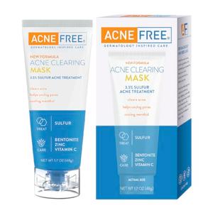 AcneFree Acne Clearing Mask, 3.5% Sulfur Acne Treatment, Absorbs Excess Oil and Unclogs Pores with Vitamin C, Bentonite, and Zinc, 1.7 Ounce 08/2026