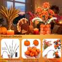 Fall Artificial Flowers for Decoration43Pcs Faux Flowers Arrangement with Dahlia Pampas Grass Mixed Autumn Floral Stems & Mini Pumpkin Vase Filler for Indoor Table Centerpiece Home Dcor (Orange Red)