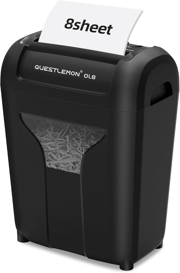 8-Sheet Paper Shredder for Home, Quiet Cross Cut Shredders, P-4 Ultra Security, 4 Gal Bin, Shred Quietly for Shred for Credit Card, Mail, Staples, <58 dB(OL8)