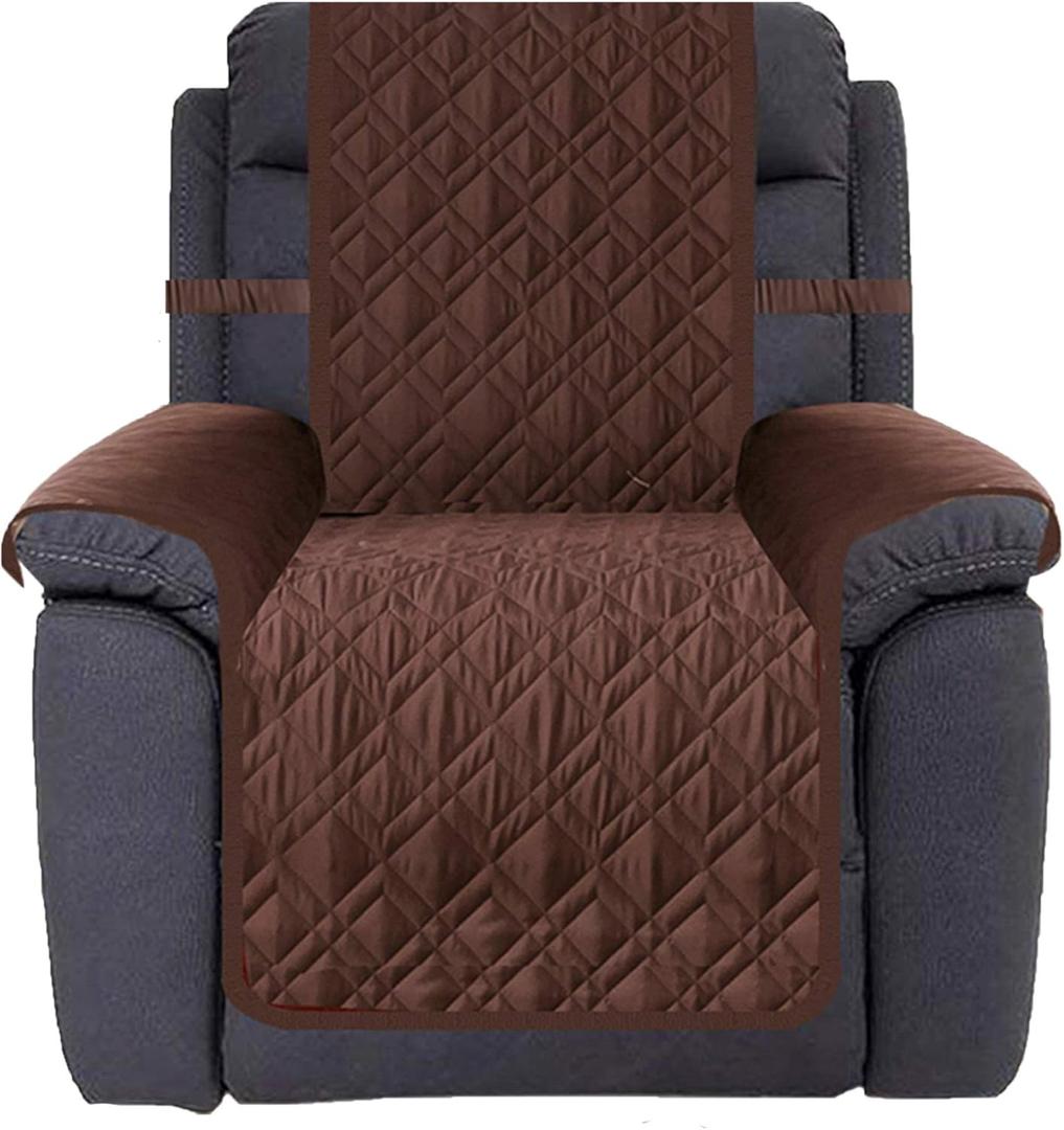 Ameritex Waterproof Nonslip Recliner Cover Stay in Place, Dog Chair Cover Furniture Protector, Ideal Recliner Slipcovers for Pets and Kids (Chocolate, 23")