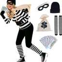 Morph Robber Costume Women, Bank Robber Costume Women, Burglar Costumes, Halloween Costumes Adult (Medium)