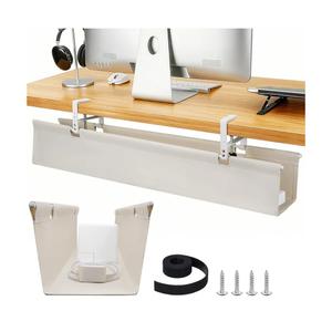 SHUWEI 36" Under Desk Cable Management Tray, Premium Fabric Cable Management for Desk, Clamp/Screw Mount Cable Tray for Office and Home (White, 36"