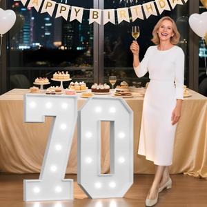 3FT 70 Marquee Numbers, 70 Light up Numbers for Party, 70th Birthday Decorations for Women Men, Big 70 Sign with Light for Anniversary, Birthday Backdrop Decor