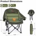 Oversized Camping Chair, Portable Folding Padded Camp Chairs with Side Pocket, Cup Holder, Heavy Duty Support 500LBS Outdoor Lounge Chair for Adults, Fishing, Sports, Trip, Green, 1PCS