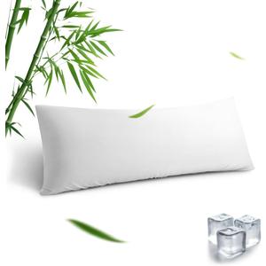 Body Pillowcase, Cooling Viscose from Bamboo Pillow Cover with Zipper Closure, Soft Moisture-Wicking for Hot Sleepers, Hair and Skin-Friendly, White, 1 Pack