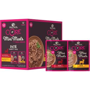 Wellness CORE Small Breed Mini Meals Pate Variety Pack Adult Wet Dog Food, Grain Free, Natural, 3 oz, Pack of 12 (EXP 03/08/27)