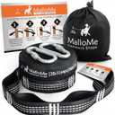 MalloMe XL Hammock Straps for Trees - Hammock Tree Straps Set 2000+ LBS Heavy Duty 40 Loops & 100% No Stretch Suspension System Kit - Camping Hammocks Accessories | 2 Carabiners | 12 Feet Black