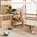 IKALIFE Large Wooden Baby Storage Playpen - Adjustable Play Yard for Babies and Toddlers, Baby Fence Activity Center with Locking Gate, 4 Toy Storage Cases Portable Play Pen 9+3 Panels 47.24”×70.86”