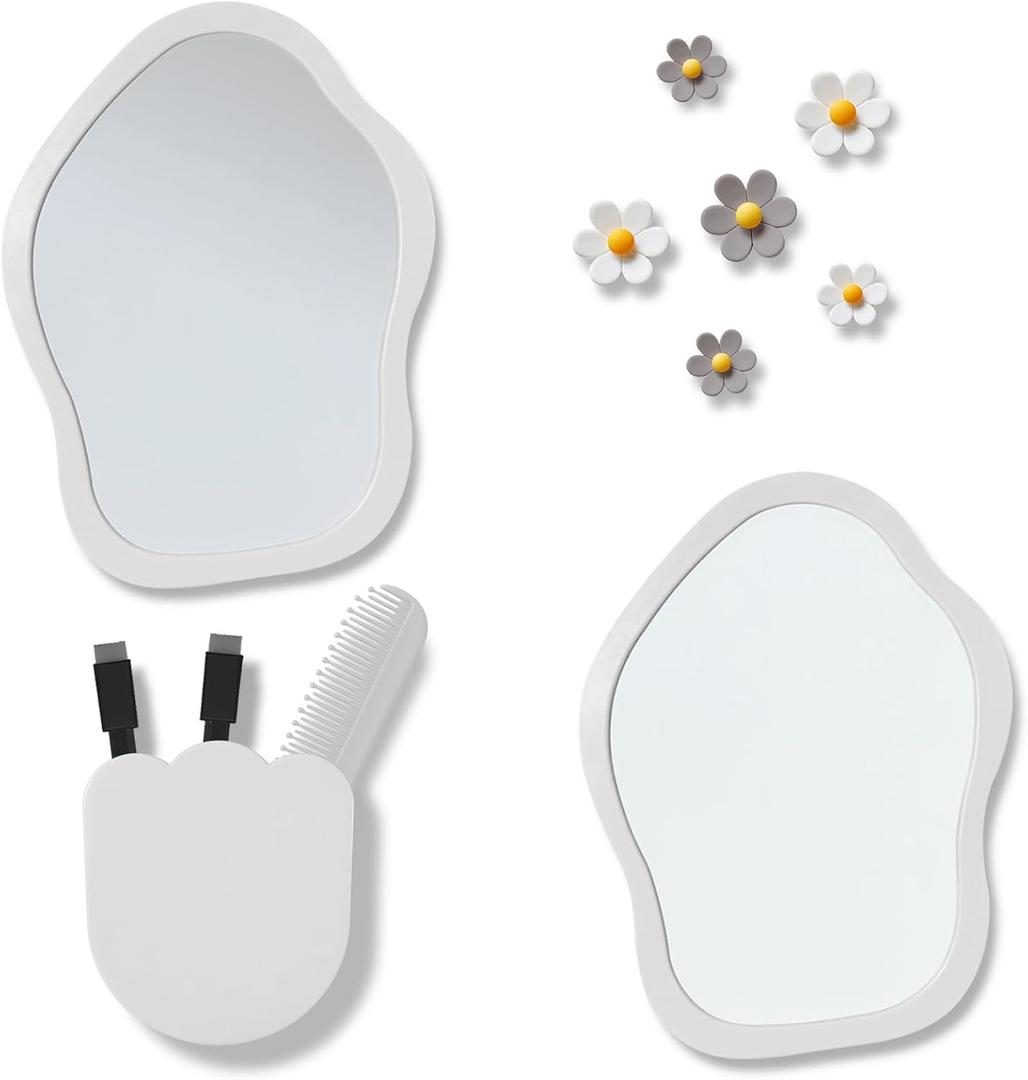 KEYDUACU 12 pcs Girls Locker Accessories, Locker Decorations Including Mirrors, whiteboards, Magnets and organizing Supplies. Ideal for Back-to-School Essentials and The Office (12 pcs-Light Gray)