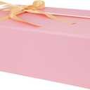 Large Pink Gift Box with Ribbon, 13.8" x 9" x 4.3" Groomsmen Proposal Box for Presents with Magnetic Closure Lids, Rectangle Collapsible Luxury Storage Box for Anniversary Wedding Birthday, 1 Pack