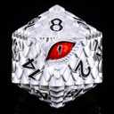 1 die Metal D20 DND Dice - Dragon Scale Metallic 20 Sided Giant Polyhedral Dice,35mm Large Dragon Eye Metal D&D Dice for Dungeons and Dragon Tabletop Game(White Dragon Scale)