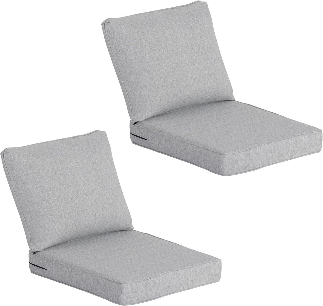 COZYVIDA Outdoor Patio Cushion Set, 24x27.5x4.5 Inch, Stone Gray, 2P/24x27.5x4.5 In