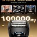Full Metal Electric Foil Shaver for Men: 4 Floating Blades, IPX7 Waterproof Wet & Dry Mini Razor, 120-Min Runtime USB-C Rechargeable, Quiet Travel Groomer with LED Display (Space Black)