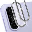 2 Set for Samsung Galaxy A26/ A36/ A56 5G Camera Lens Protector Bling, 9H Tempered Glass Camera Cover Screen Protector Metal Ring Decoration Accessories [1 Step Installation Tray] (Bling-Silver)