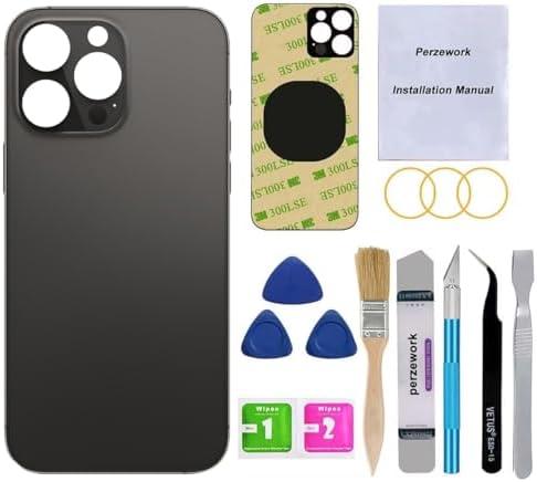 Perzework OEM Rear Back Glass Replacement Compatible with iPhone 14 Pro 6.1 inches with Reparing Toolkit (Space Black)
