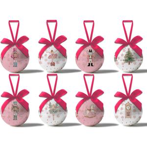 Nutcracker Christmas Decor - Nutcracker Ornaments Hanging Balls Pink and White Christmas Tree Decorations, Cute Decorations Ball 2.36 Inch for Xmas Tree Party Home HolidayXmas Gifts Set of 16Pcs