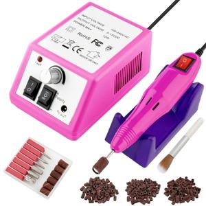 Professional Electric Nail Drill Machine Nails File Kit Manicure Pedicure Set for Acrylic Nail Gel Dip Powder Art Shape Remover Tool Polisher Grinder Low Noise with 156pcs Sanding Bands (Pink)