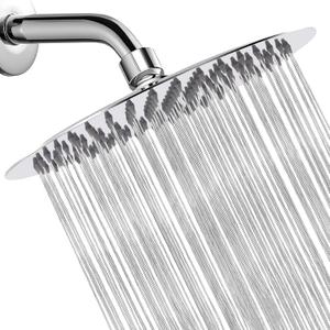 Rain Shower Head, Katezon High Flow Rainfall Showerhead Stainless Steel, Bathroom Waterfall Shower Universal Wall Ceiling Mount (10'', Chrome)
