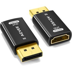 AGVEE 2 Pack Display Port to HDMI 4K@60HZ Adapter, Alloy Shell DP Displayport PC to HDMI Display Coulper Converter, Backward Compatibile with 4K@30HZ 1080P@120HZ Full HDTV, Uni-Directional, Black