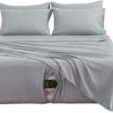 Extra Deep Pocket Full Sheet Set for Air Mattress, 6 Piece Air Bed Sheets Set with 18-24 Inches Depth, Soft & Breathable Inflatable Bed Sheet Set with Flat Sheet, Fitted Sheet and Pillowcases, Grey