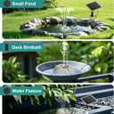 Solar Fountain for Bird Bath with Dry Run Protection Solar Powered Bird Bath Pump with 10 Nozzles,Resin Granite Rock Bird Fountain for Outdoor Water Features,Ponds,Can Cloudy Day UseWhite