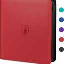 Premium Zip Card Binder 12 Pocket, Fabmaker 912 Pockets Trading Card Binder, PU Zipper Card Collection Album, Sturdy Side-Loading Card Book Holder for Game & Sports Cards, Red