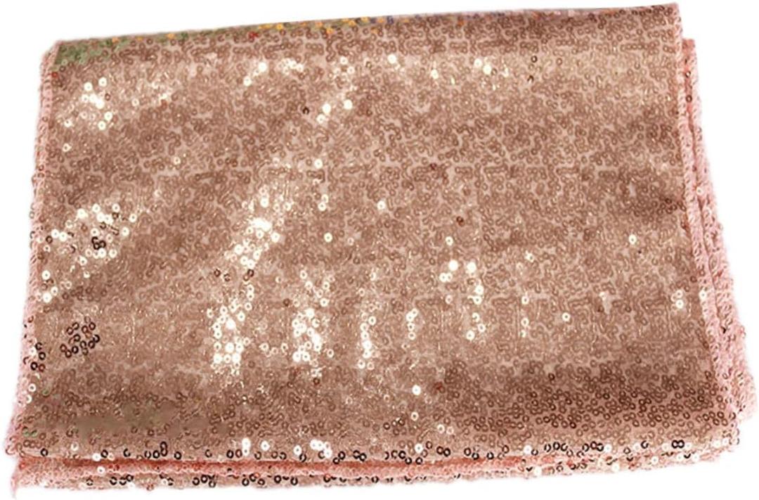 Polyester Fiber Wedding Tablecloth Sturdy Sequined Table Cover for Romantic Decorations